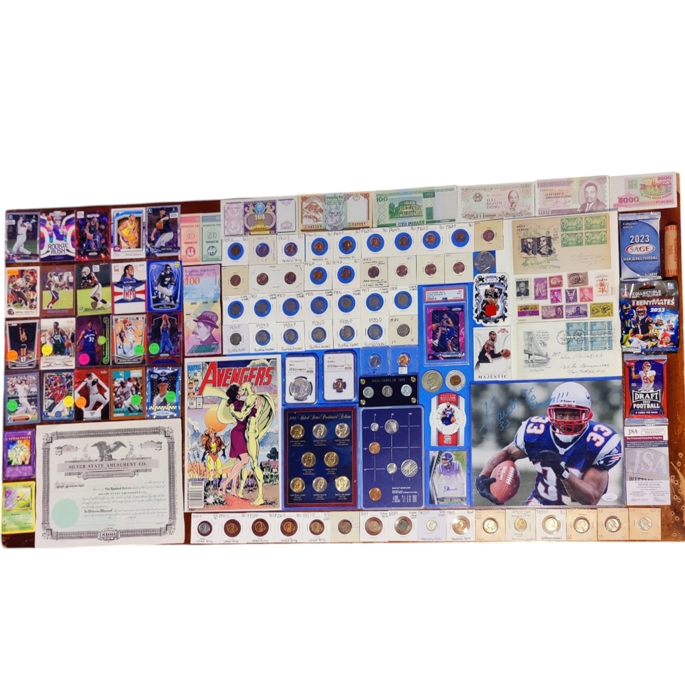 Collectors Item Lot - Silver, Rare/BU/Error/Graded Coins & Cards, Autographs